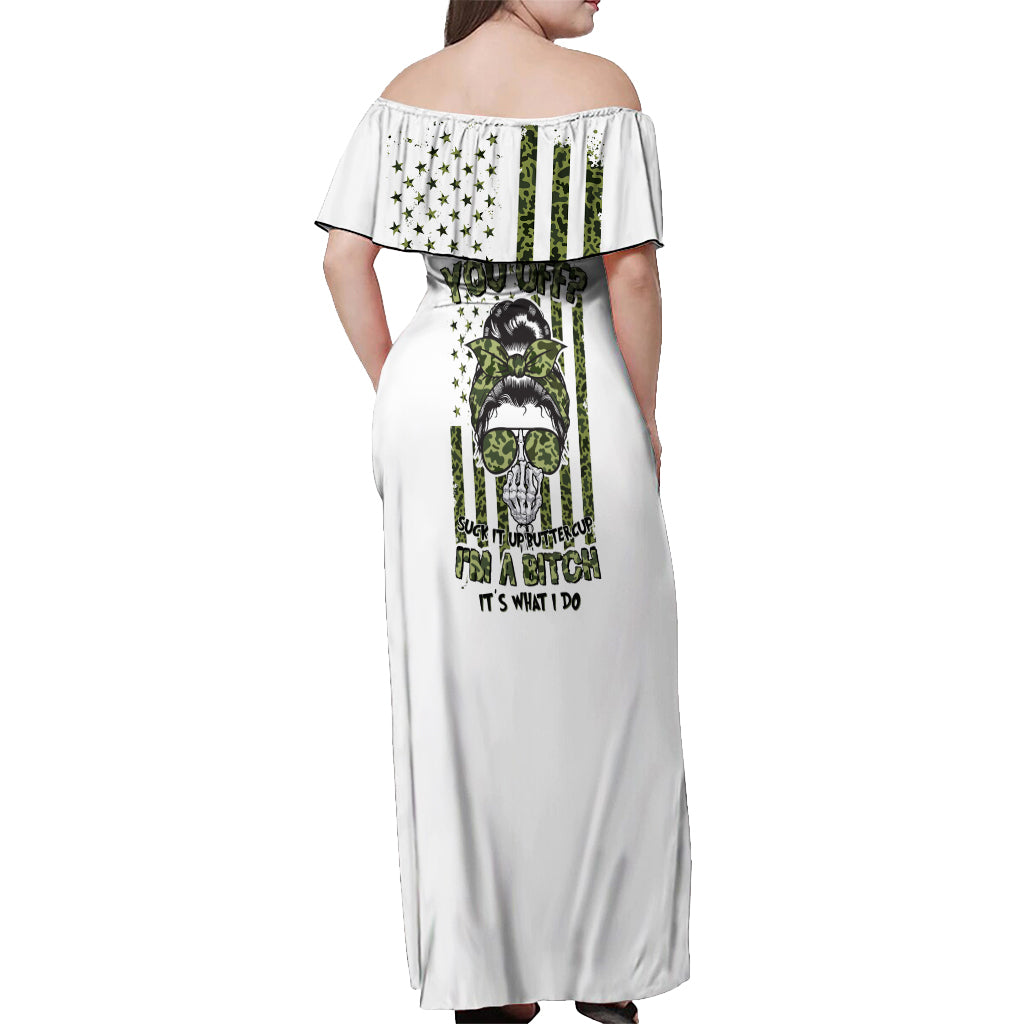 Oh I Pissed You Off Messy Bun Off Shoulder Maxi Dress - Wonder Print Shop
