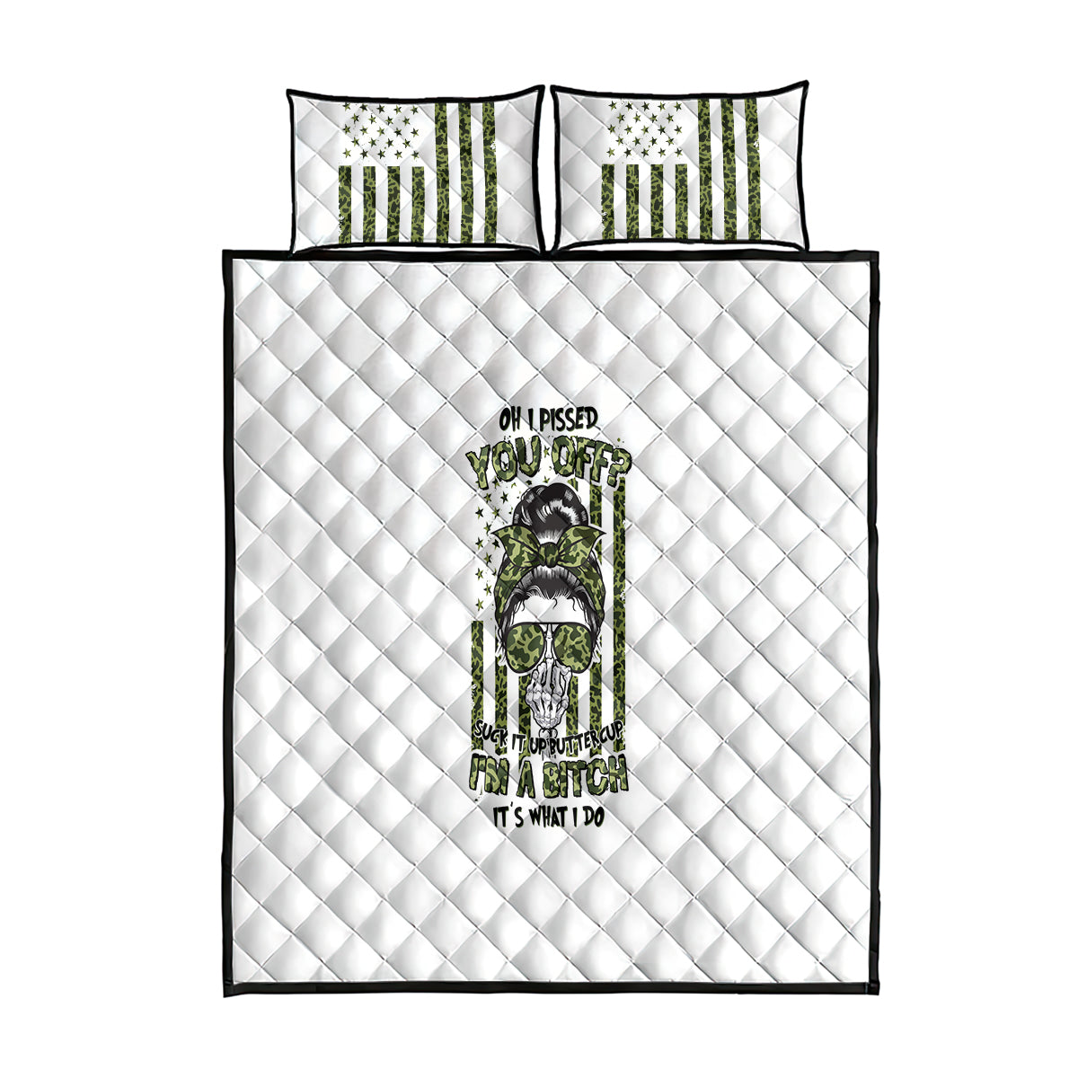 Oh I Pissed You Off Messy Bun Quilt Bed Set - Wonder Print Shop
