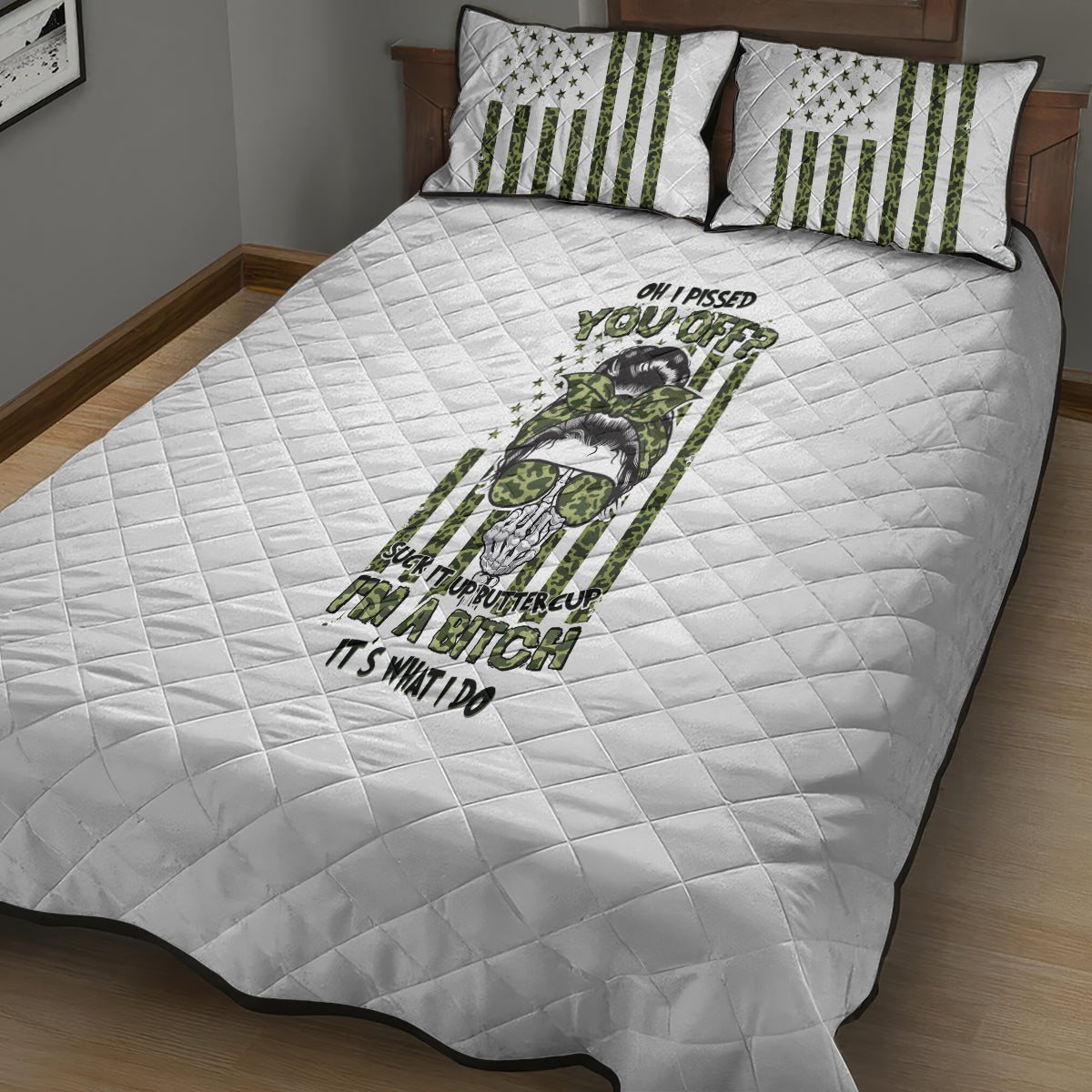 Oh I Pissed You Off Messy Bun Quilt Bed Set - Wonder Print Shop