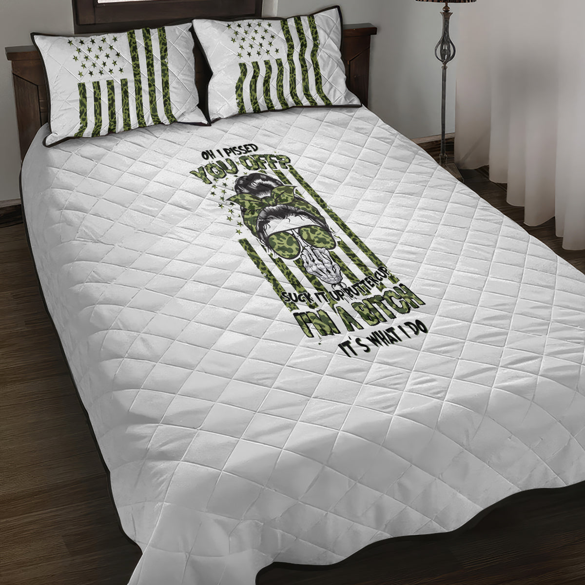 Oh I Pissed You Off Messy Bun Quilt Bed Set - Wonder Print Shop