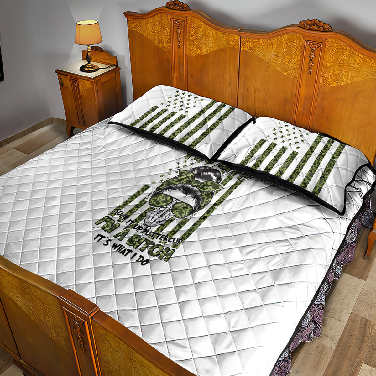 Oh I Pissed You Off Messy Bun Quilt Bed Set - Wonder Print Shop