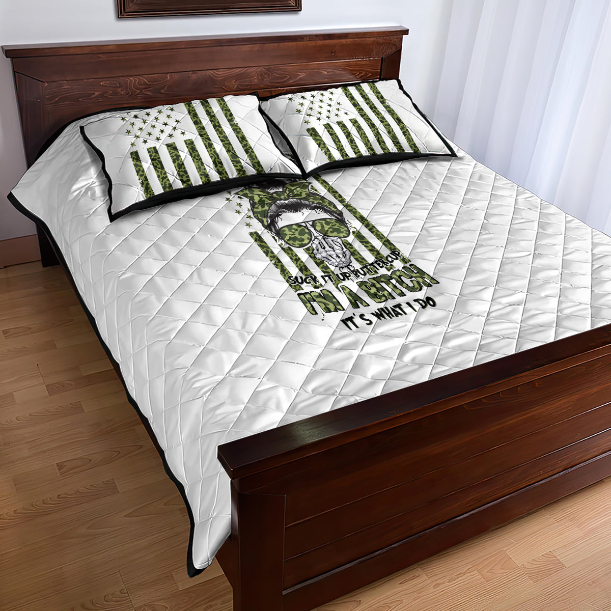 Oh I Pissed You Off Messy Bun Quilt Bed Set - Wonder Print Shop