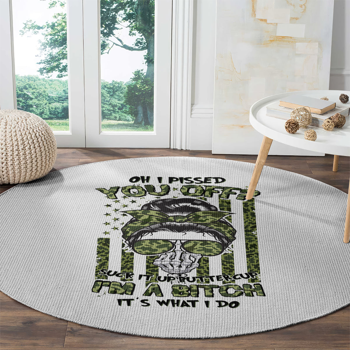 oh-i-pissed-you-off-messy-bun-round-carpet
