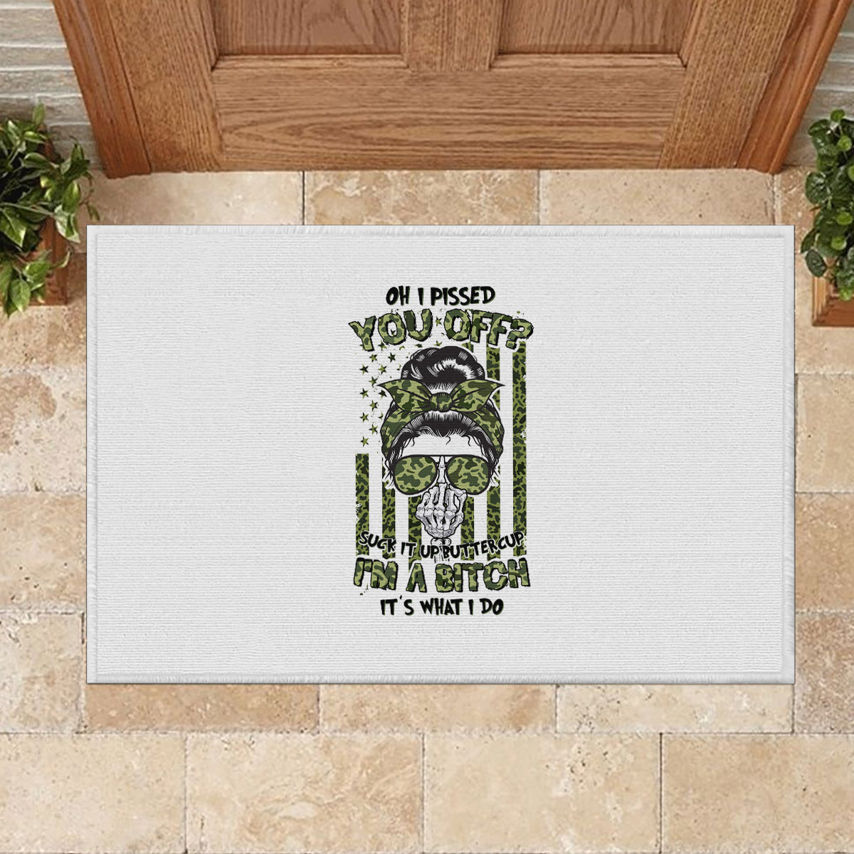 Oh I Pissed You Off Messy Bun Rubber Doormat - Wonder Print Shop