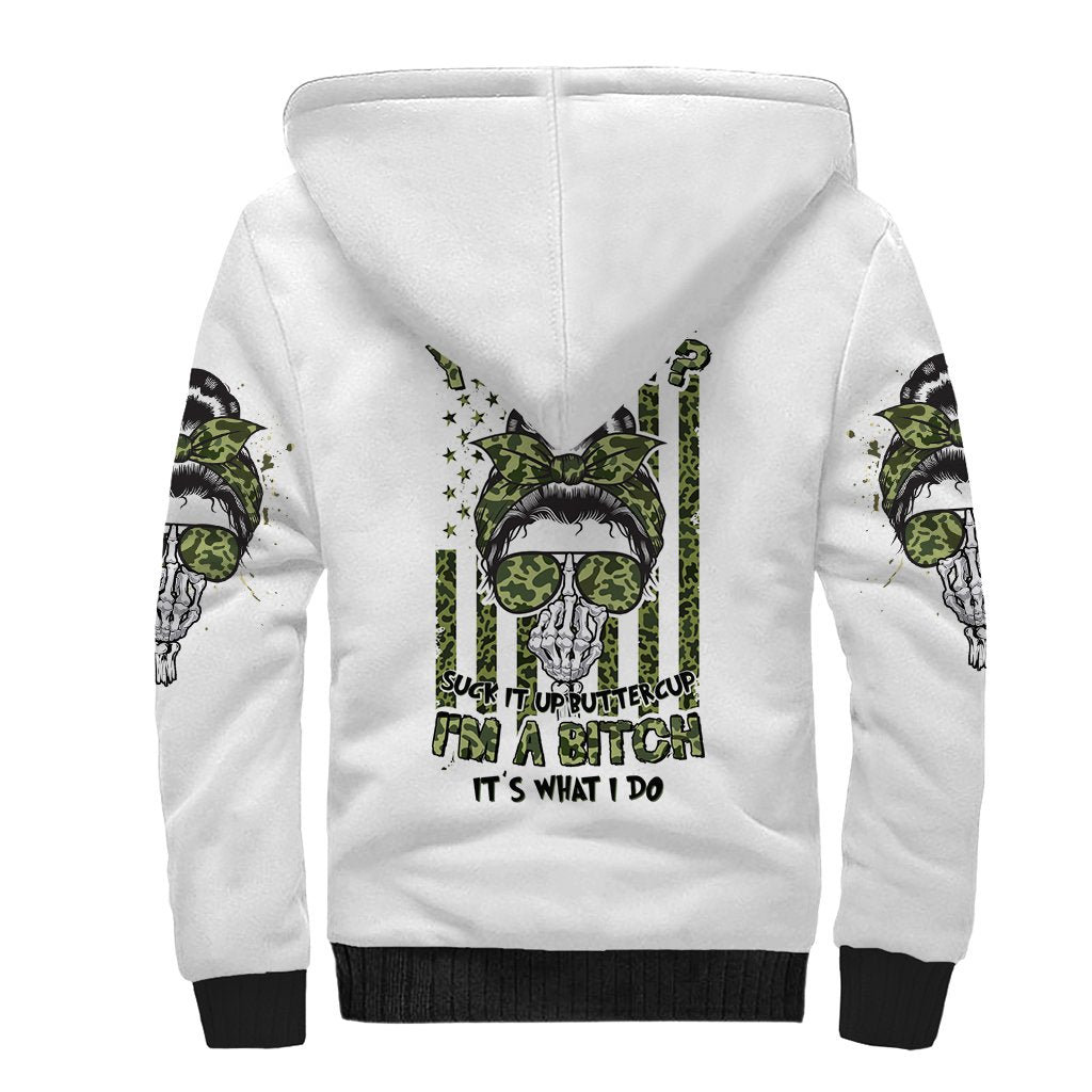 Oh I Pissed You Off Messy Bun Sherpa Hoodie - Wonder Print Shop