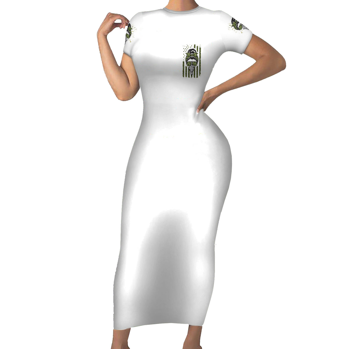 Oh I Pissed You Off Messy Bun Short Sleeve Bodycon Dress - Wonder Print Shop
