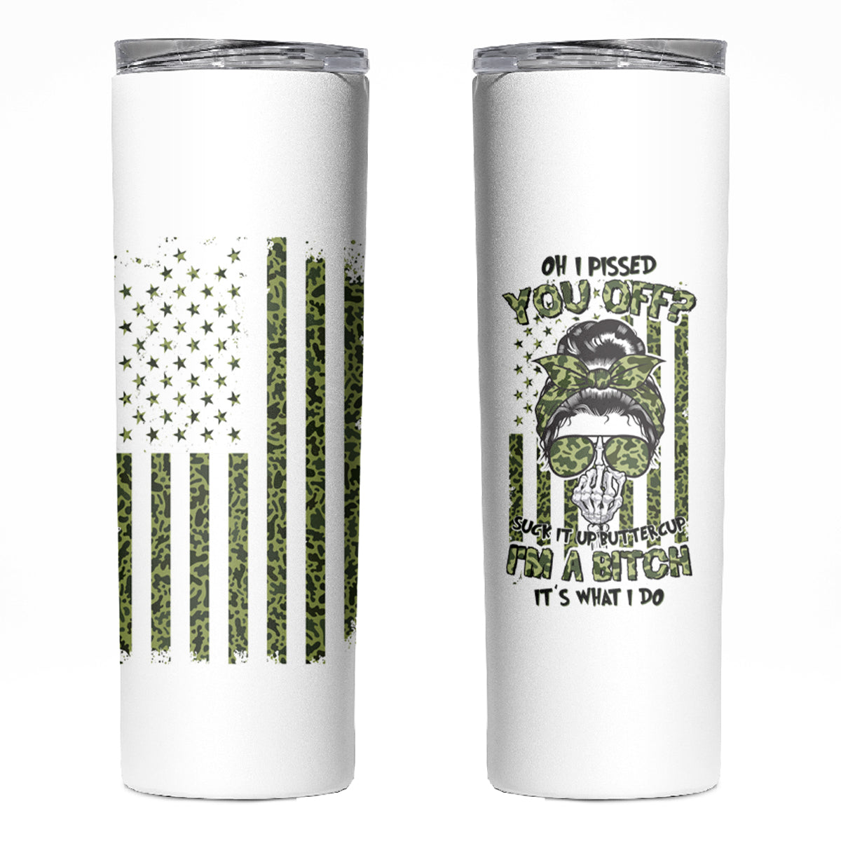 Oh I Pissed You Off Messy Bun Skinny Tumbler - Wonder Print Shop