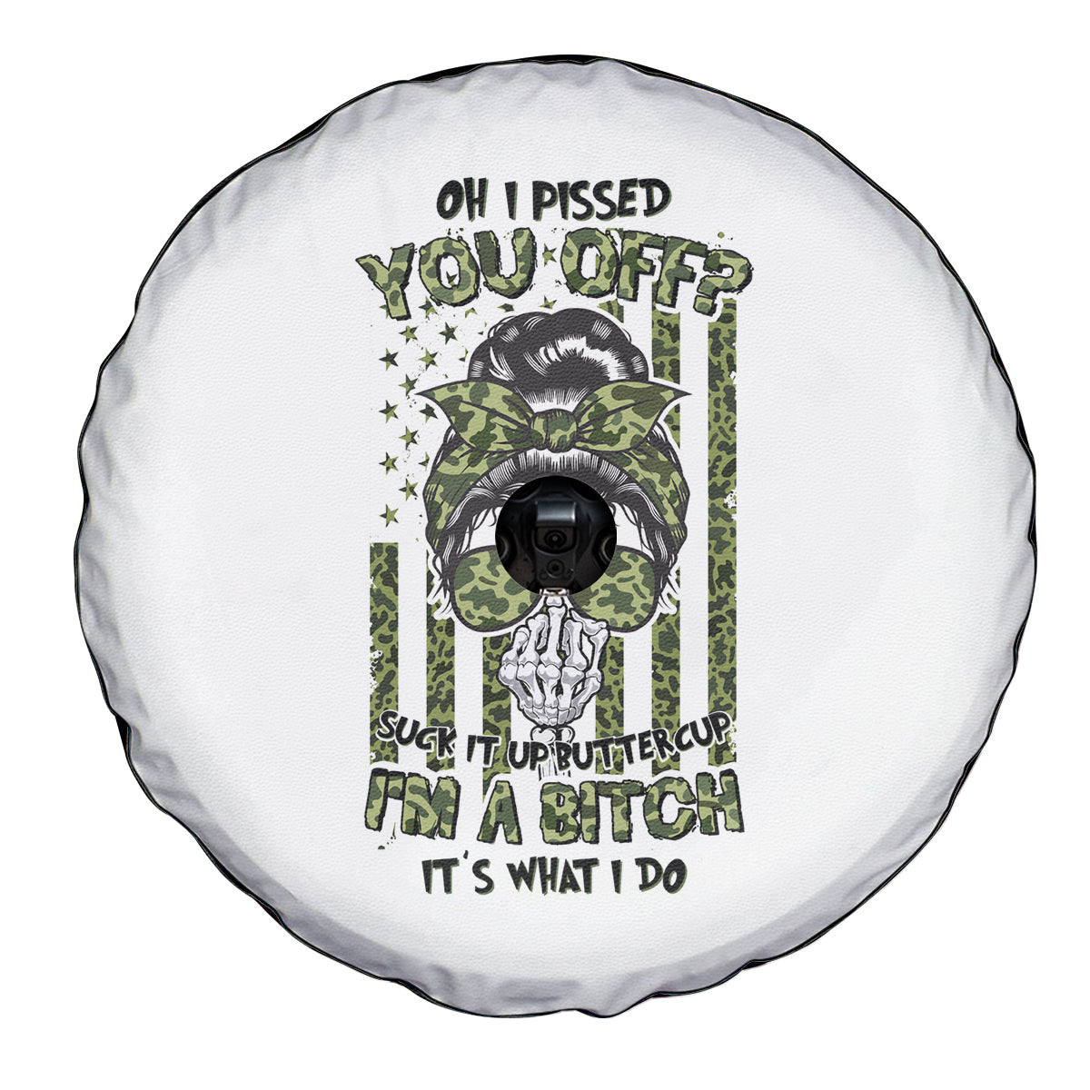 Oh I Pissed You Off Messy Bun Spare Tire Cover - Wonder Print Shop