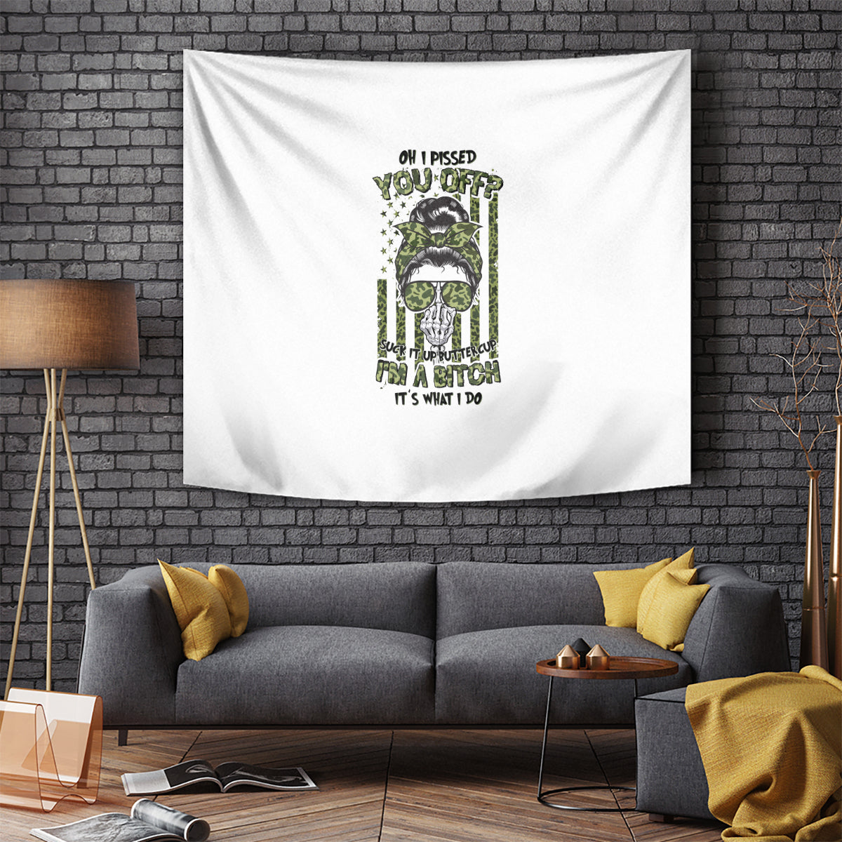Oh I Pissed You Off Messy Bun Tapestry - Wonder Print Shop