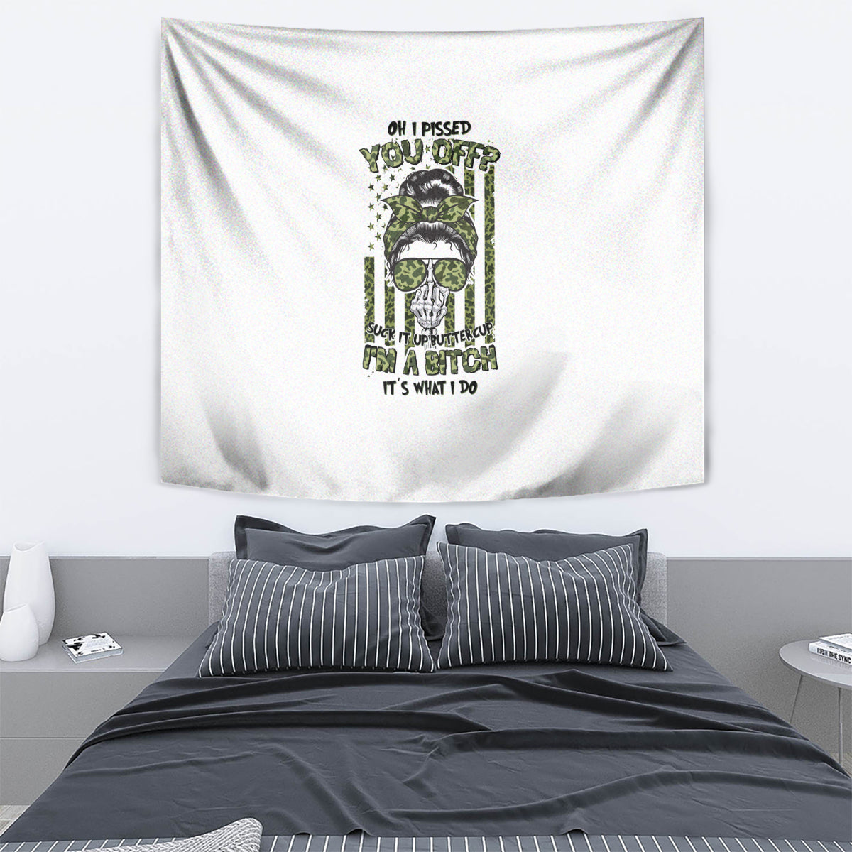 Oh I Pissed You Off Messy Bun Tapestry - Wonder Print Shop