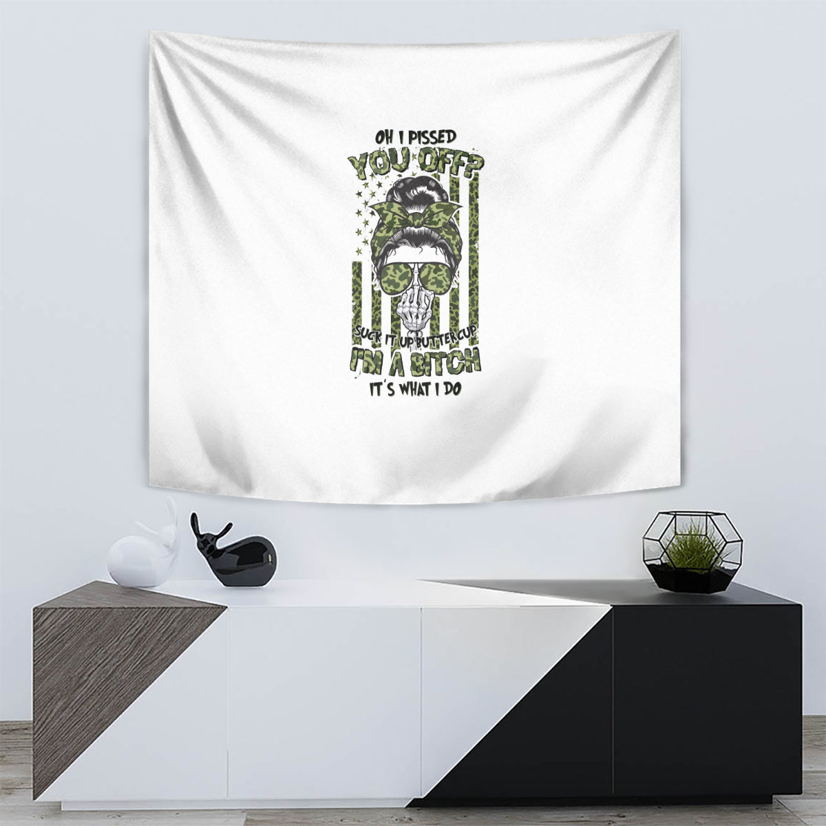 Oh I Pissed You Off Messy Bun Tapestry - Wonder Print Shop