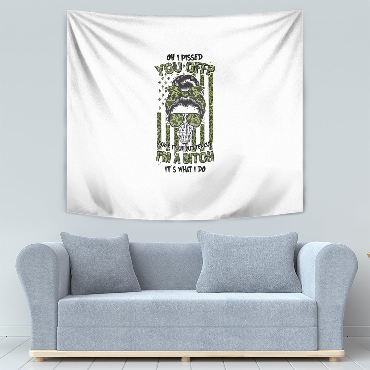 Oh I Pissed You Off Messy Bun Tapestry - Wonder Print Shop