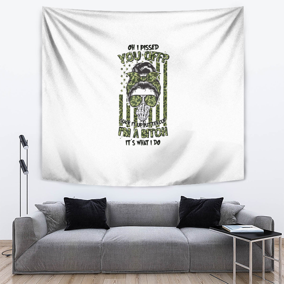 Oh I Pissed You Off Messy Bun Tapestry - Wonder Print Shop