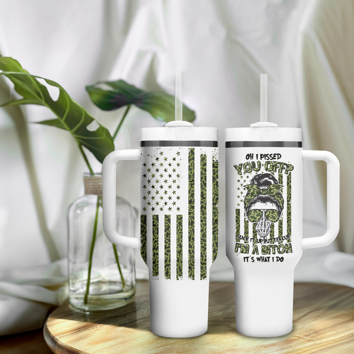 Oh I Pissed You Off Messy Bun Tumbler With Handle - Wonder Print Shop