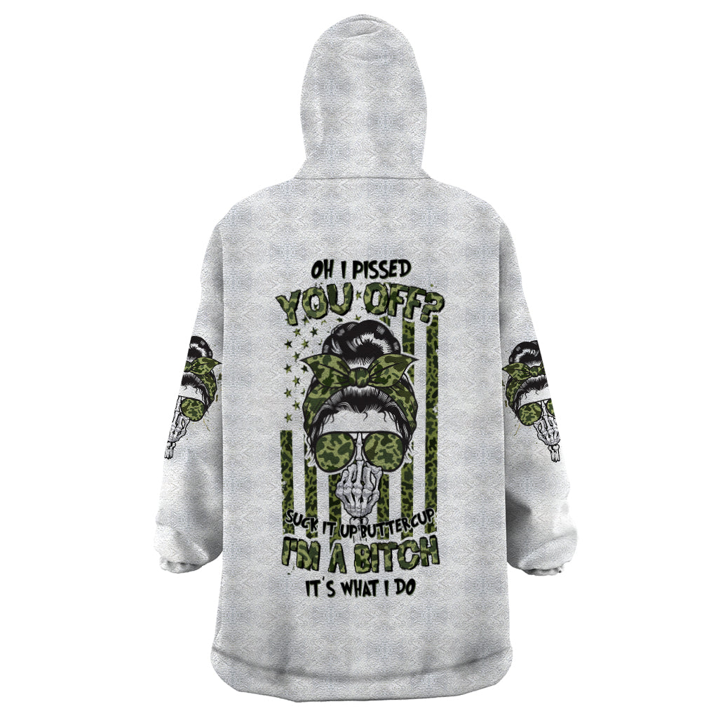 Oh I Pissed You Off Messy Bun Wearable Blanket Hoodie - Wonder Print Shop