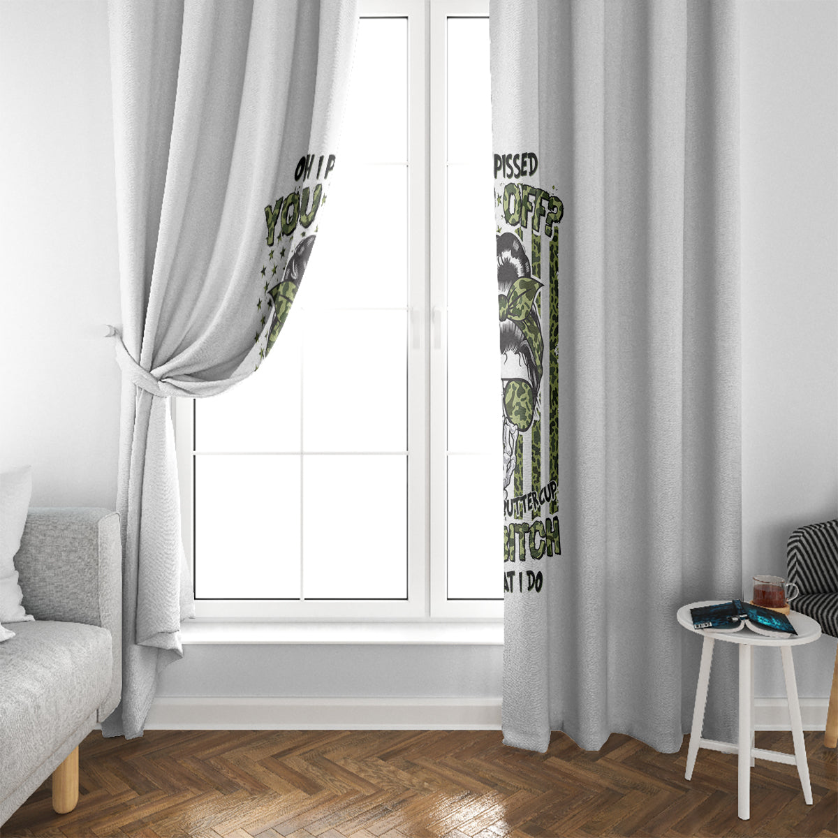 Oh I Pissed You Off Messy Bun Window Curtain - Wonder Print Shop