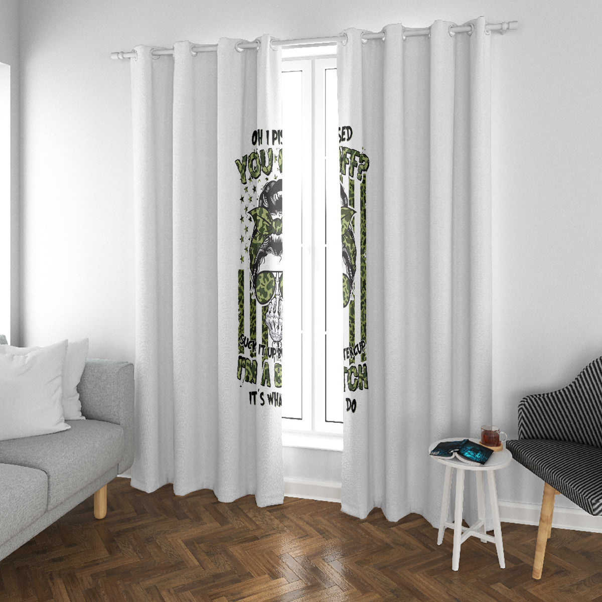 Oh I Pissed You Off Messy Bun Window Curtain - Wonder Print Shop