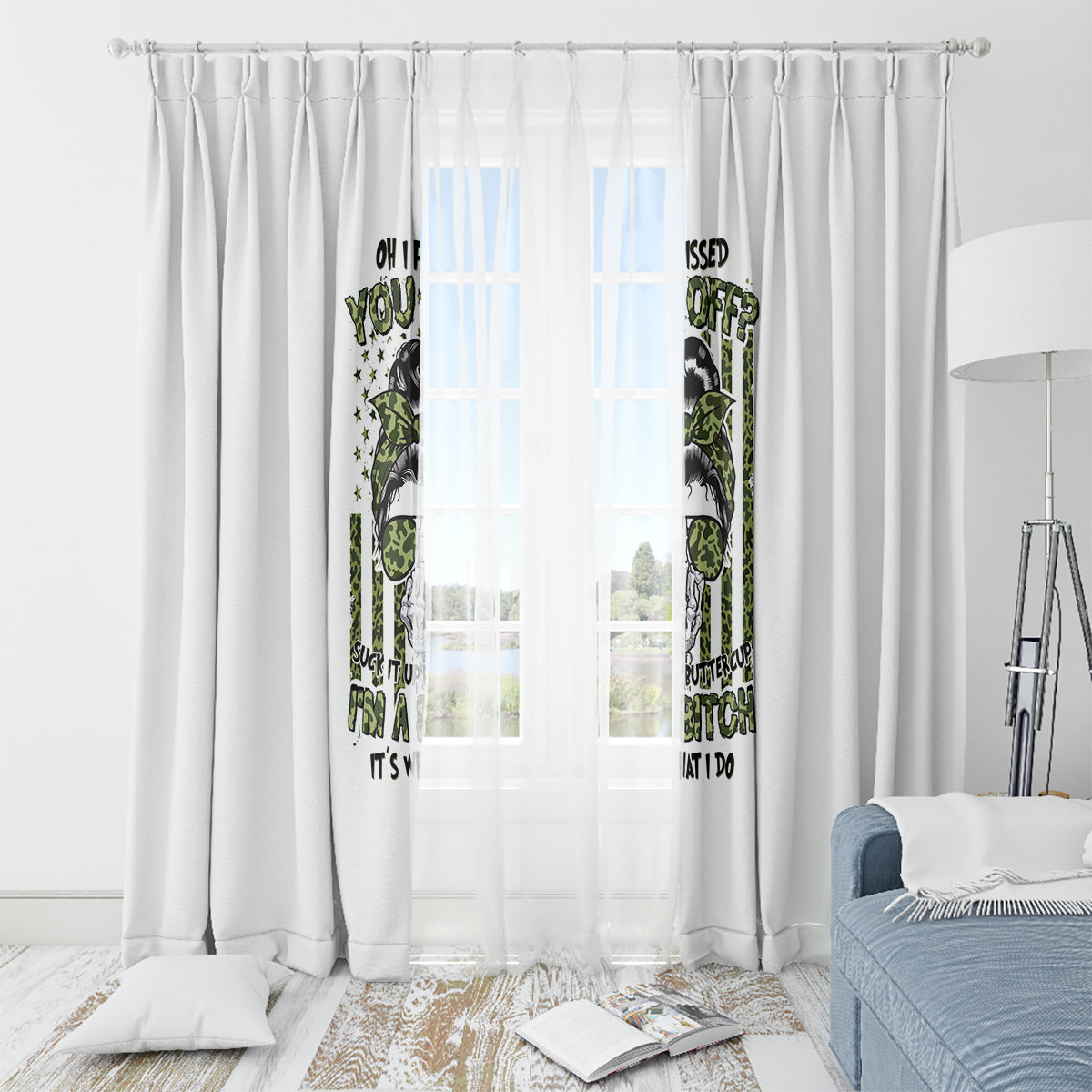 Oh I Pissed You Off Messy Bun Window Curtain - Wonder Print Shop