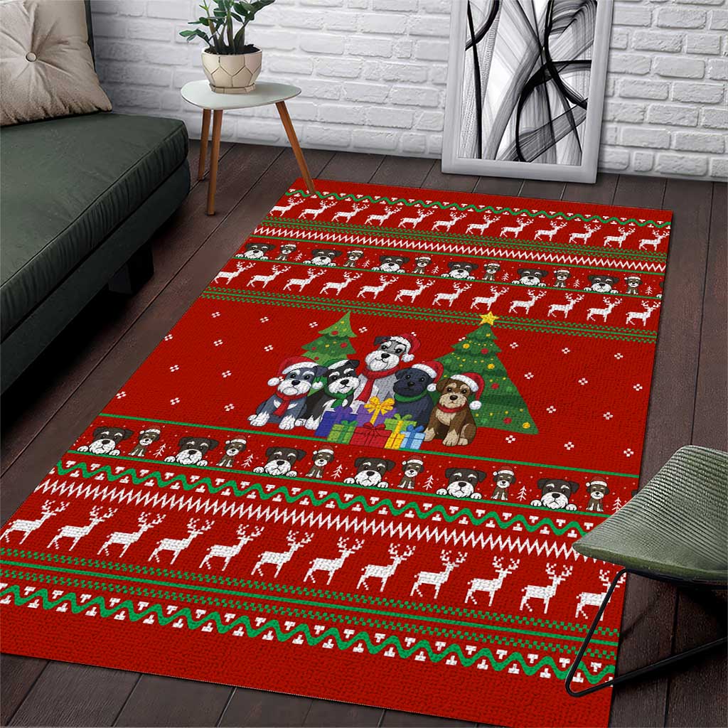 Miniature Schnauzer Family Snow Christmas Area Rug Xmas Holiday Patterns - Wonder Print Shop
