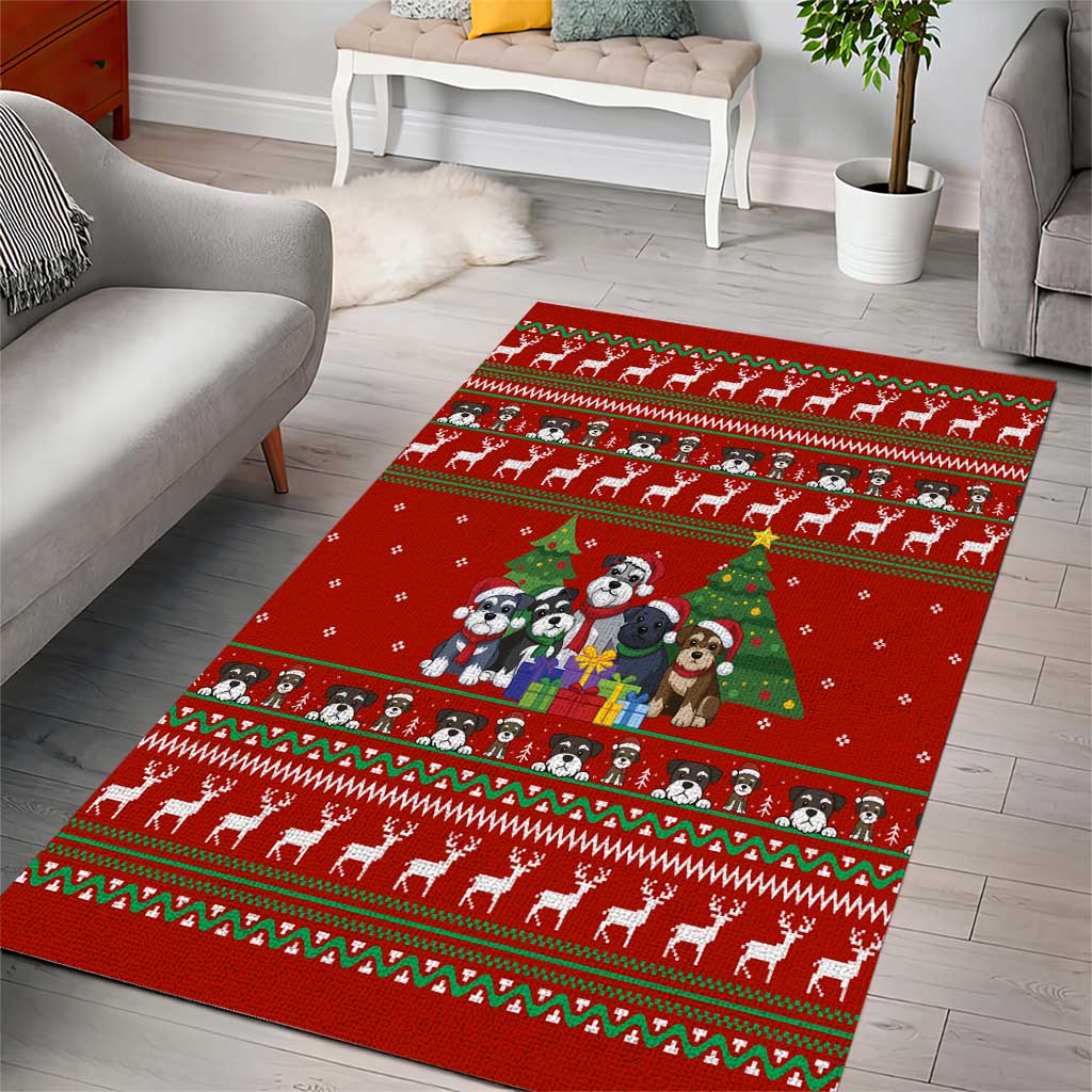 Miniature Schnauzer Family Snow Christmas Area Rug Xmas Holiday Patterns - Wonder Print Shop
