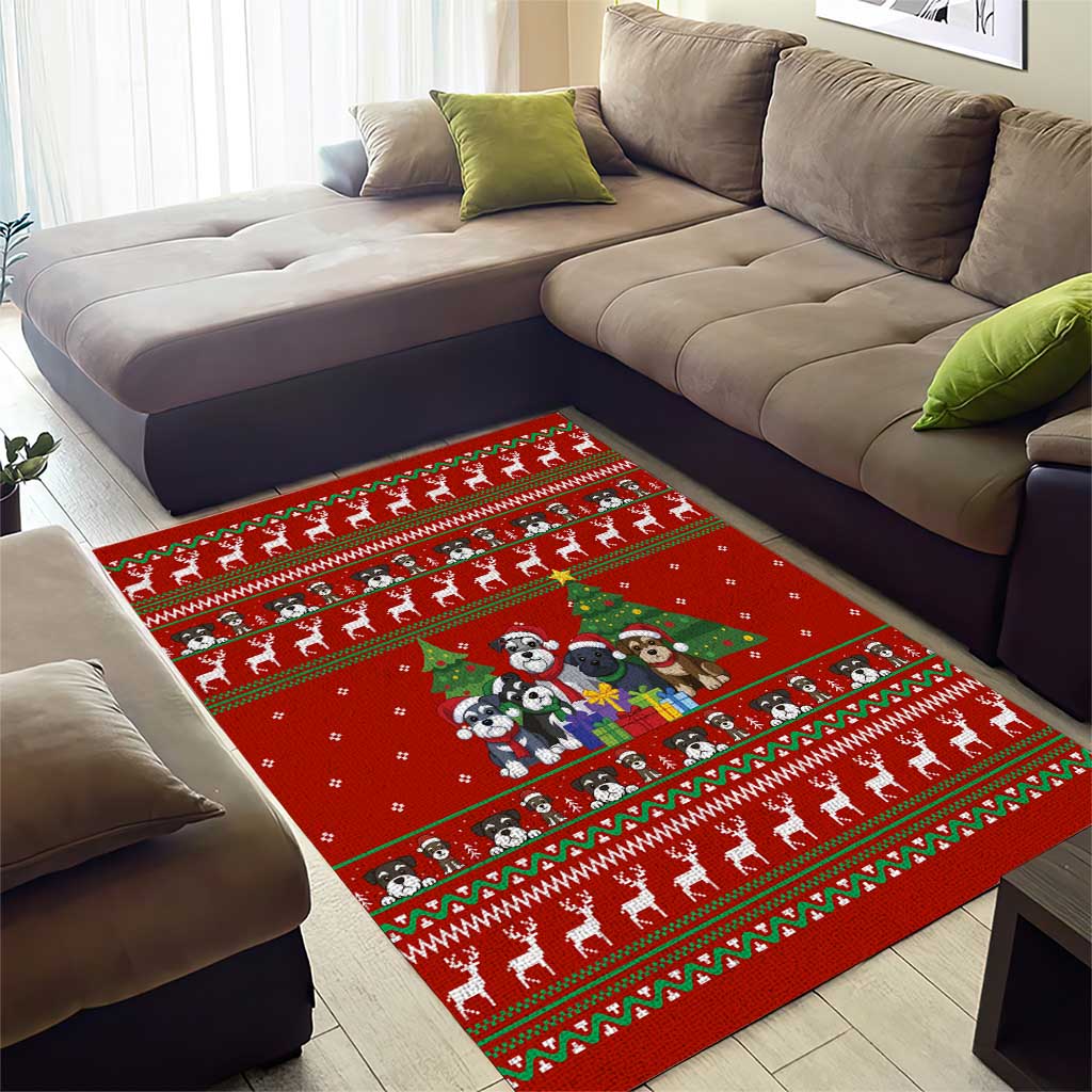 Miniature Schnauzer Family Snow Christmas Area Rug Xmas Holiday Patterns - Wonder Print Shop