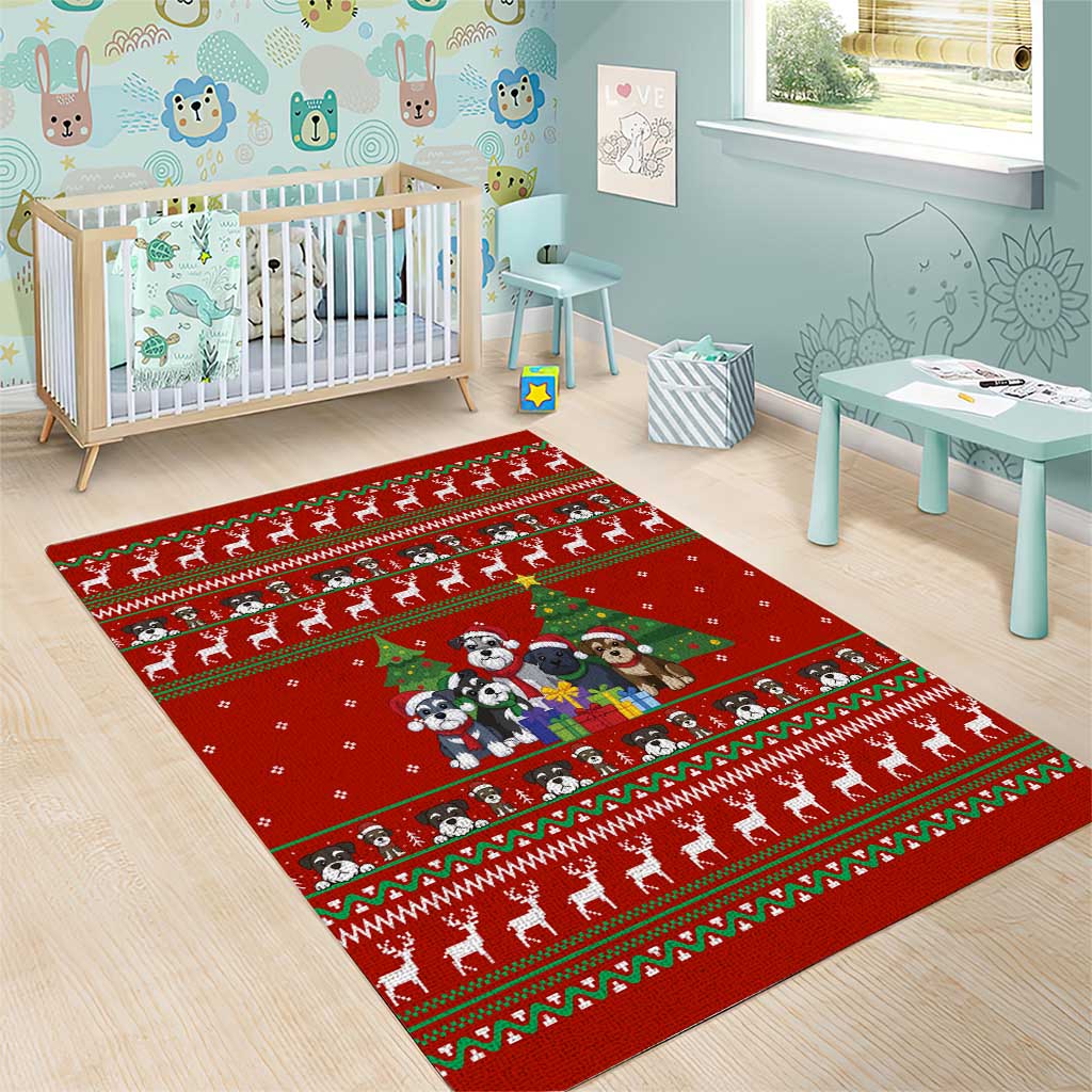 Miniature Schnauzer Family Snow Christmas Area Rug Xmas Holiday Patterns - Wonder Print Shop