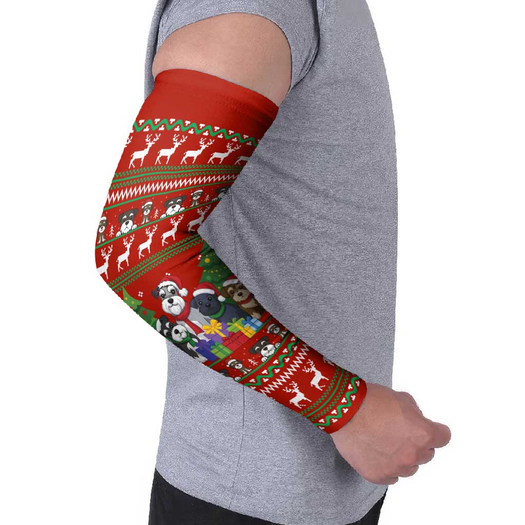 Miniature Schnauzer Family Snow Christmas Arm Sleeves Xmas Holiday Patterns - Wonder Print Shop