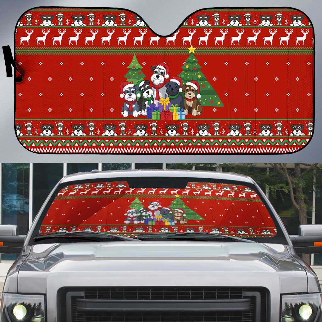 Miniature Schnauzer Family Snow Christmas Auto Sun Shade Xmas Holiday Patterns - Wonder Print Shop