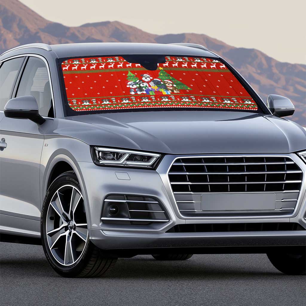 Miniature Schnauzer Family Snow Christmas Auto Sun Shade Xmas Holiday Patterns - Wonder Print Shop