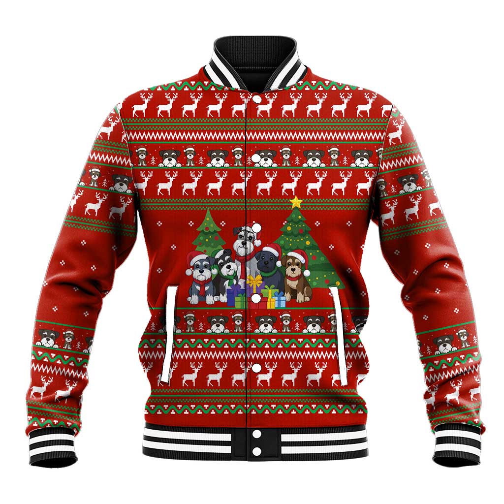 Miniature Schnauzer Family Snow Christmas Baseball Jacket Xmas Holiday Patterns - Wonder Print Shop