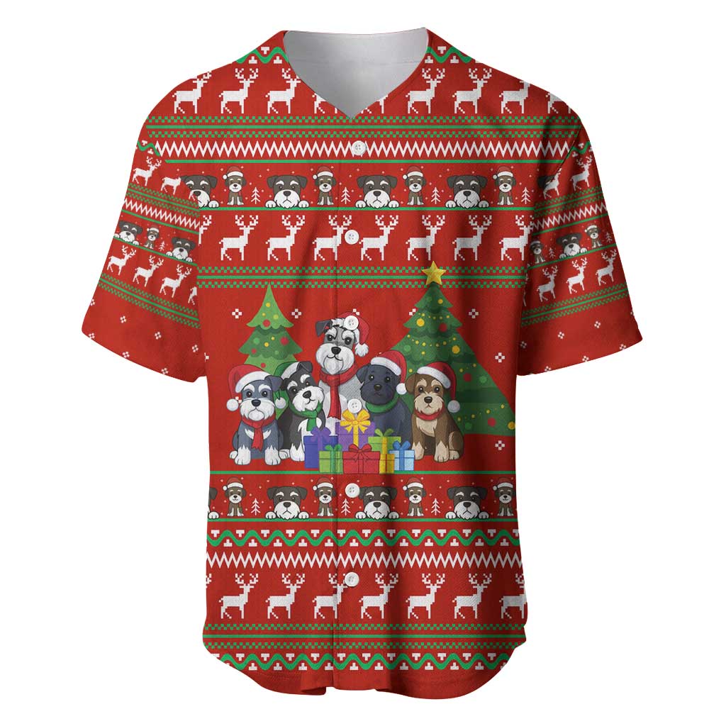 Miniature Schnauzer Family Snow Christmas Baseball Jersey Xmas Holiday Patterns - Wonder Print Shop
