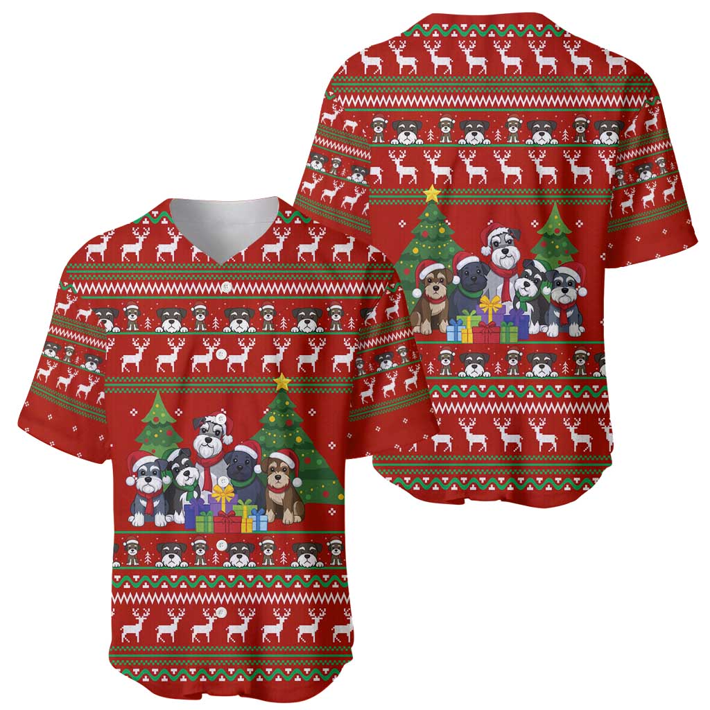 Miniature Schnauzer Family Snow Christmas Baseball Jersey Xmas Holiday Patterns - Wonder Print Shop
