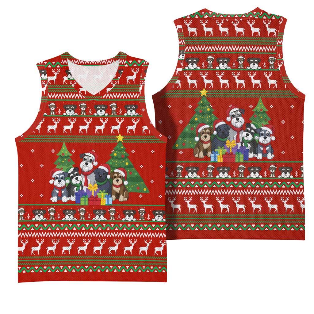 Miniature Schnauzer Family Snow Christmas Basketball Jersey Xmas Holiday Patterns - Wonder Print Shop