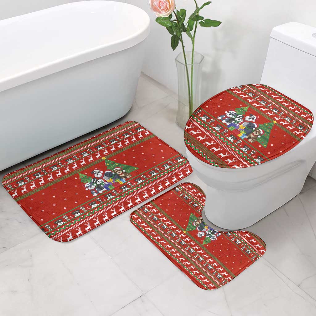 Miniature Schnauzer Family Snow Christmas Bathroom Set Xmas Holiday Patterns - Wonder Print Shop
