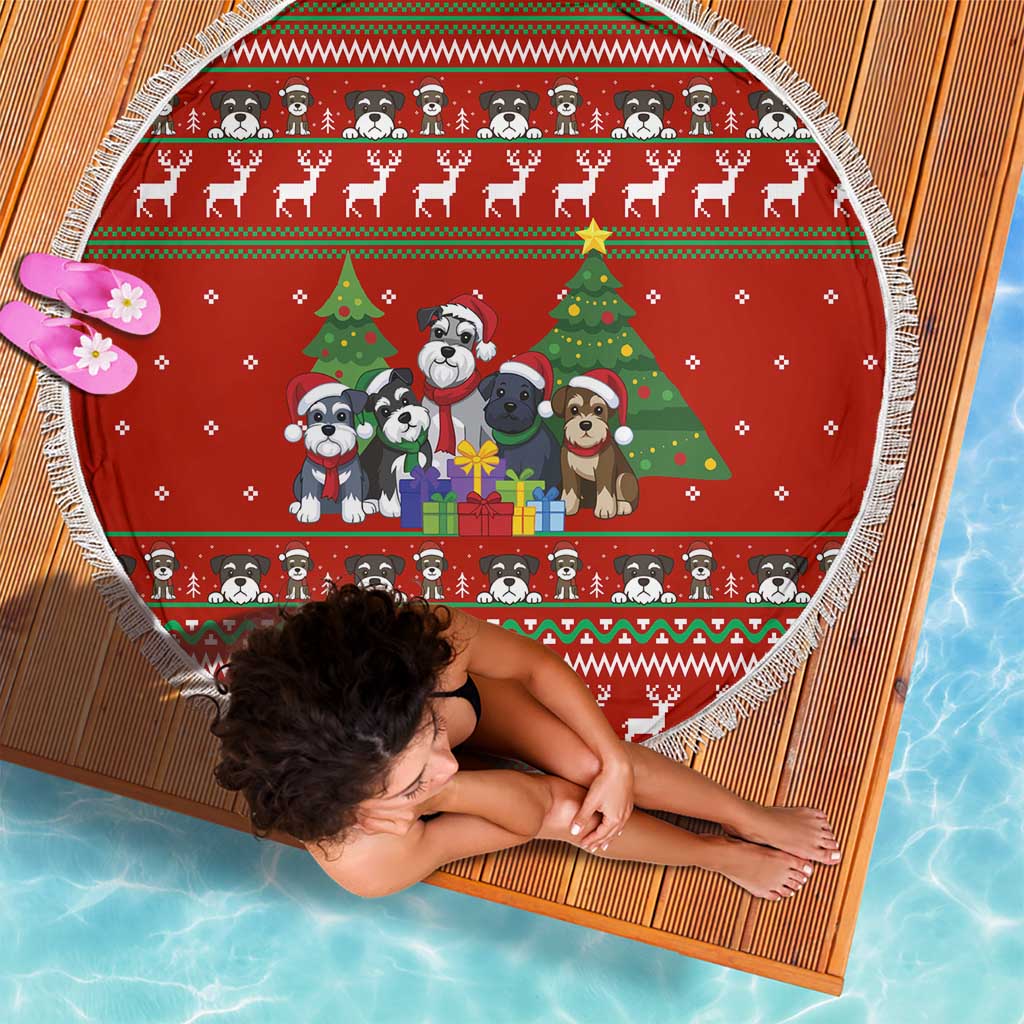 Miniature Schnauzer Family Snow Christmas Beach Blanket Xmas Holiday Patterns - Wonder Print Shop