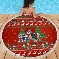 Miniature Schnauzer Family Snow Christmas Beach Blanket Xmas Holiday Patterns - Wonder Print Shop