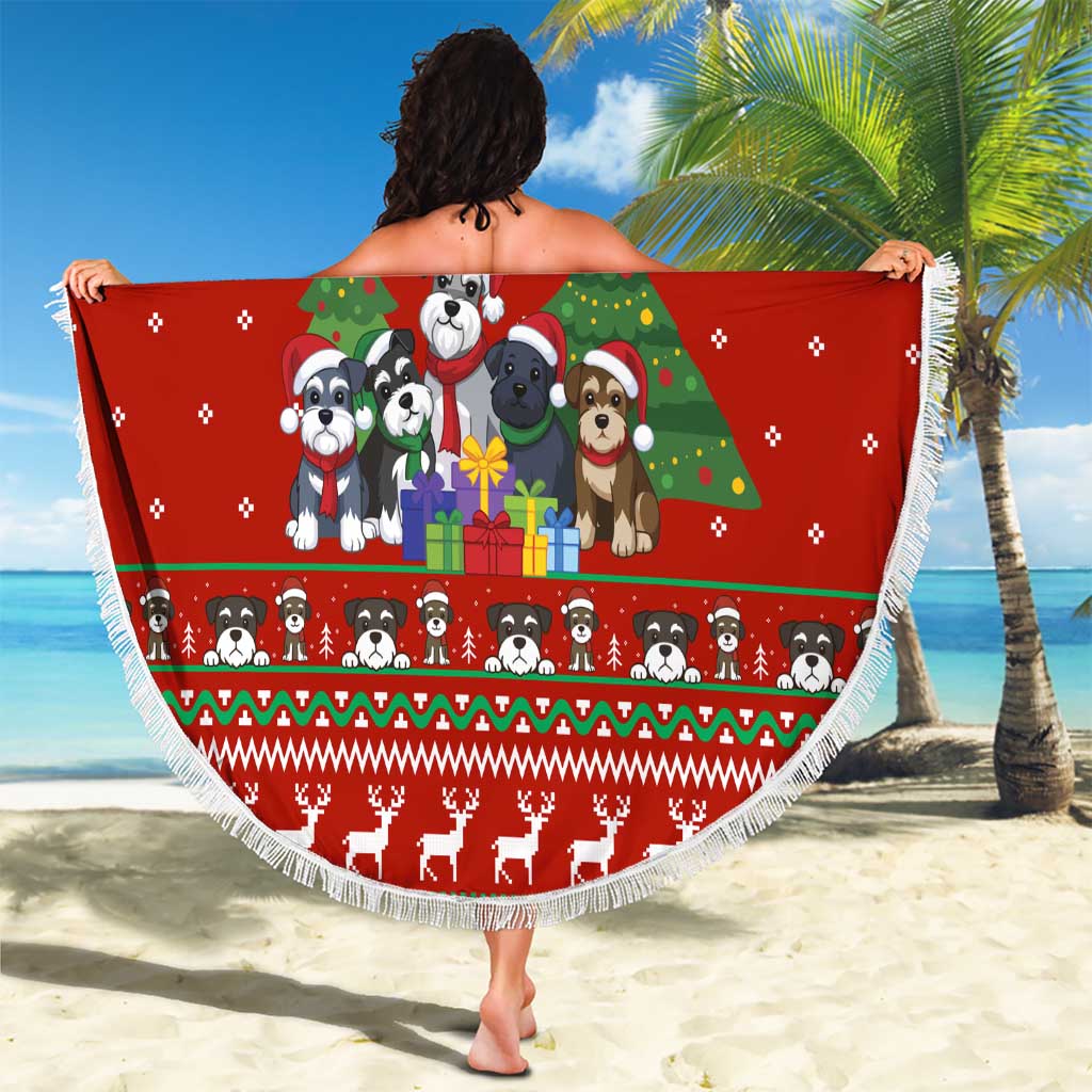 Miniature Schnauzer Family Snow Christmas Beach Blanket Xmas Holiday Patterns - Wonder Print Shop