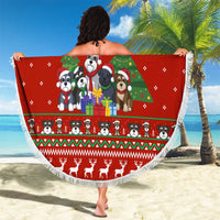 Miniature Schnauzer Family Snow Christmas Beach Blanket Xmas Holiday Patterns - Wonder Print Shop