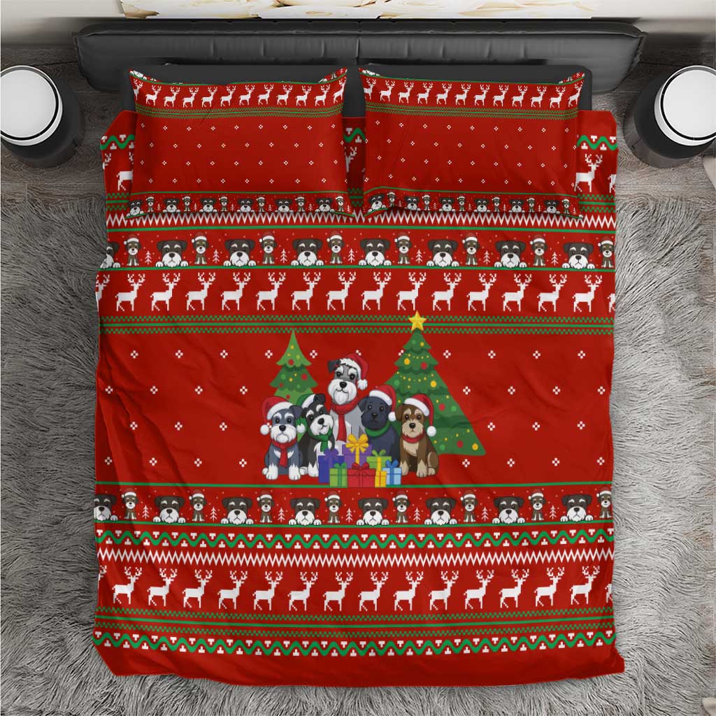 Miniature Schnauzer Family Snow Christmas Bedding Set Xmas Holiday Patterns - Wonder Print Shop