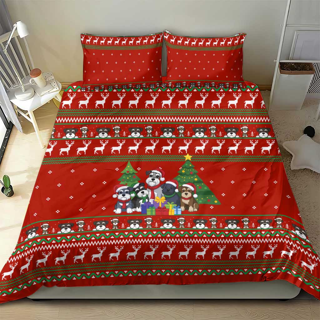 Miniature Schnauzer Family Snow Christmas Bedding Set Xmas Holiday Patterns - Wonder Print Shop