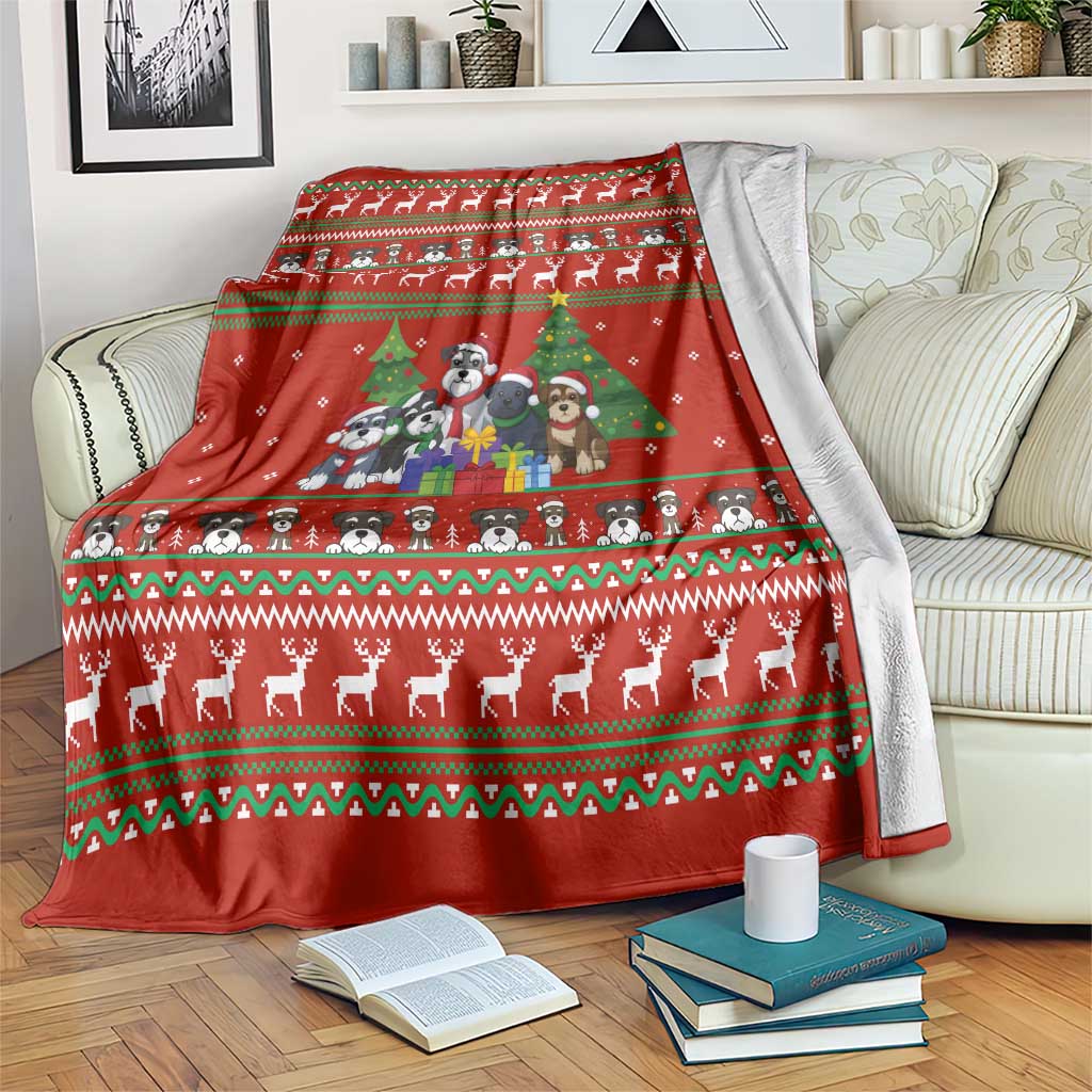 Miniature Schnauzer Family Snow Christmas Blanket Xmas Holiday Patterns - Wonder Print Shop
