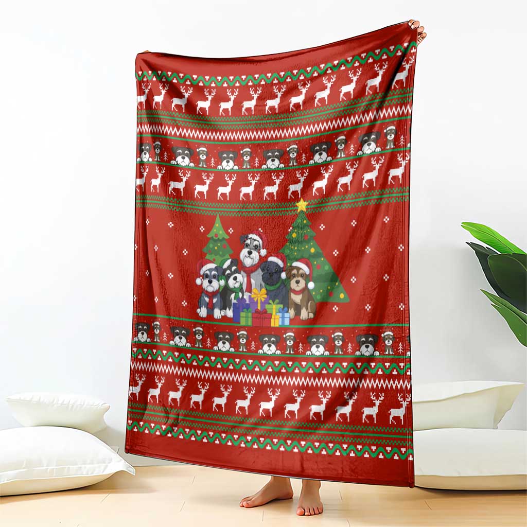 Miniature Schnauzer Family Snow Christmas Blanket Xmas Holiday Patterns - Wonder Print Shop