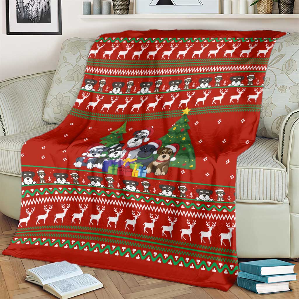 Miniature Schnauzer Family Snow Christmas Blanket Xmas Holiday Patterns - Wonder Print Shop