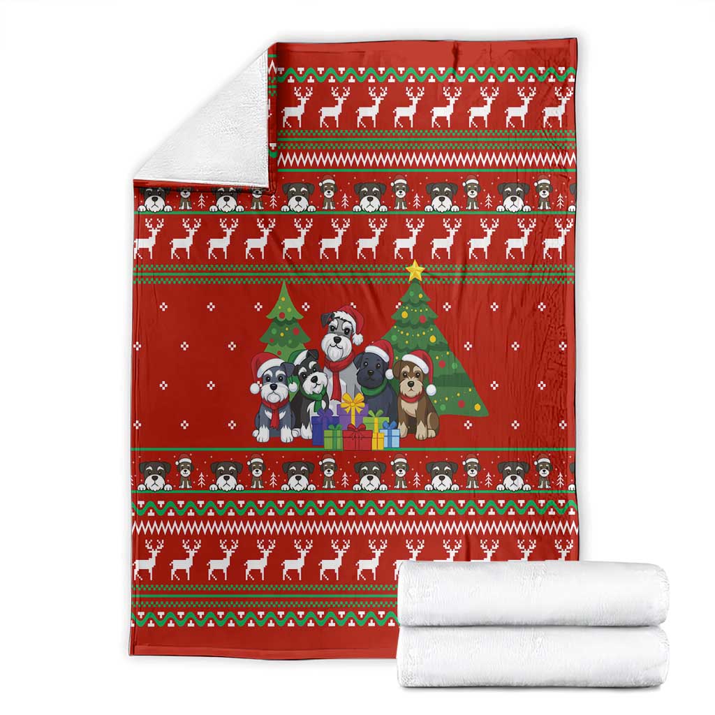 Miniature Schnauzer Family Snow Christmas Blanket Xmas Holiday Patterns - Wonder Print Shop