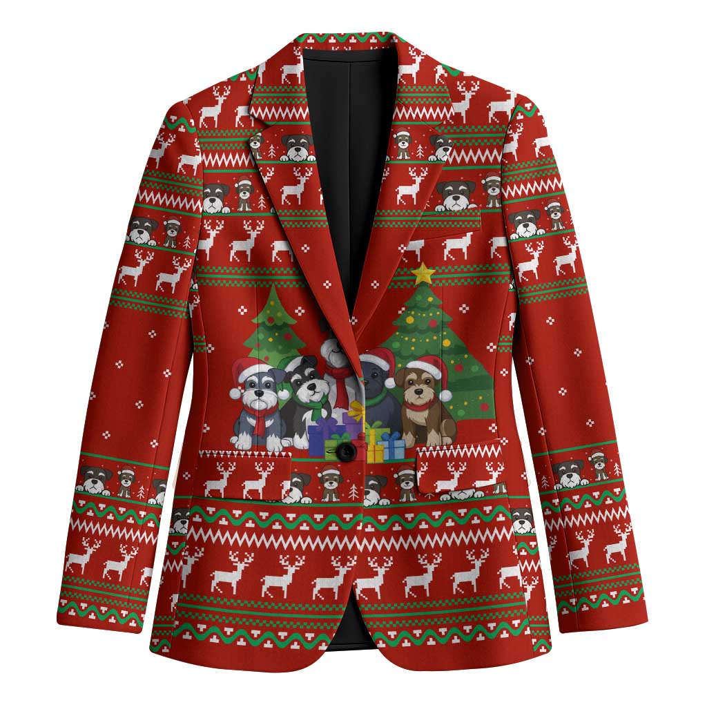 Miniature Schnauzer Family Snow Christmas Blazer Xmas Holiday Patterns - Wonder Print Shop