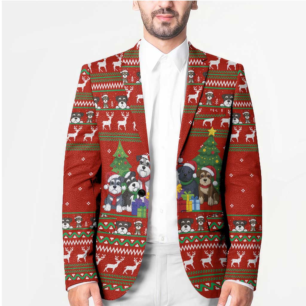 Miniature Schnauzer Family Snow Christmas Blazer Xmas Holiday Patterns - Wonder Print Shop