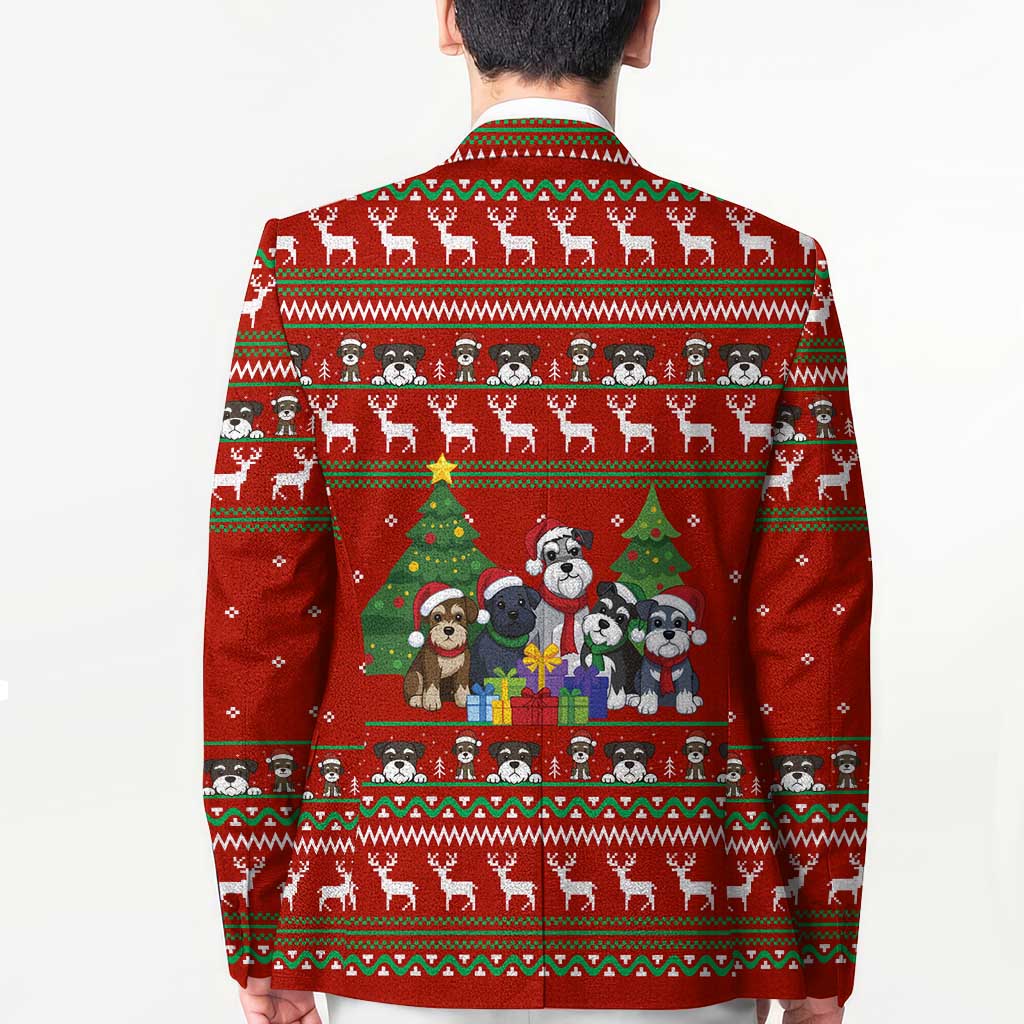 Miniature Schnauzer Family Snow Christmas Blazer Xmas Holiday Patterns - Wonder Print Shop