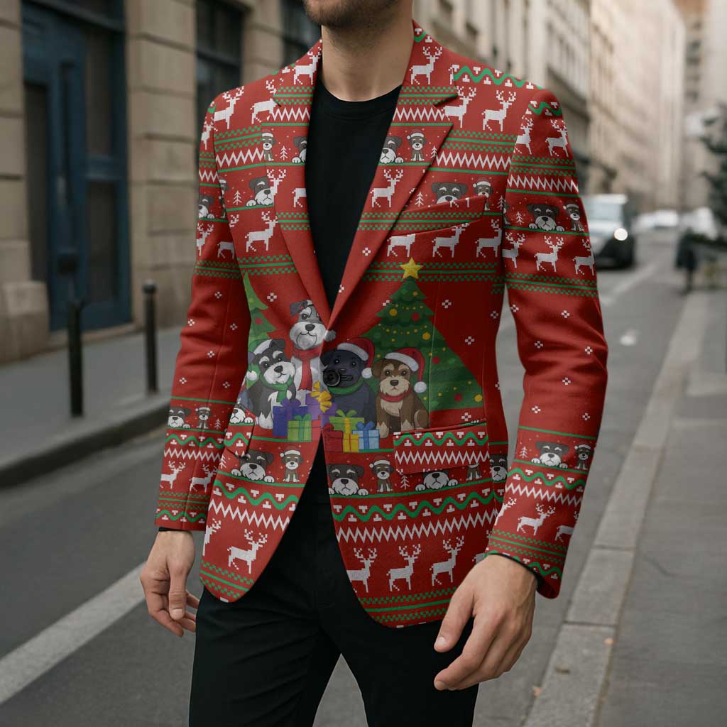Miniature Schnauzer Family Snow Christmas Blazer Xmas Holiday Patterns - Wonder Print Shop