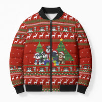 Miniature Schnauzer Family Snow Christmas Bomber Puffer Jacket Xmas Holiday Patterns - Wonder Print Shop