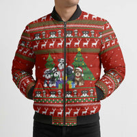 Miniature Schnauzer Family Snow Christmas Bomber Puffer Jacket Xmas Holiday Patterns - Wonder Print Shop